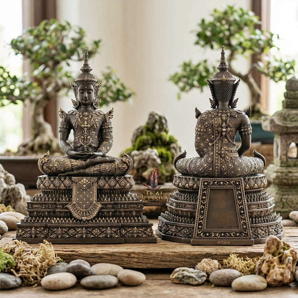 Authentic Sacred Thai Fine Art Statue "Phra Rattana" (Rattanakosin Style Royal Buddha - 5 Inch Lap / 27 cm High Altar Size) Thai Blessing Co By RURUECHA