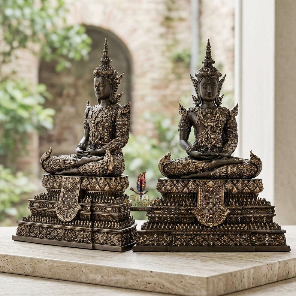 Authentic Sacred Thai Fine Art Statue "Phra Rattana" (Rattanakosin Style Royal Buddha - 5 Inch Lap / 27 cm High Altar Size) Thai Blessing Co By RURUECHA