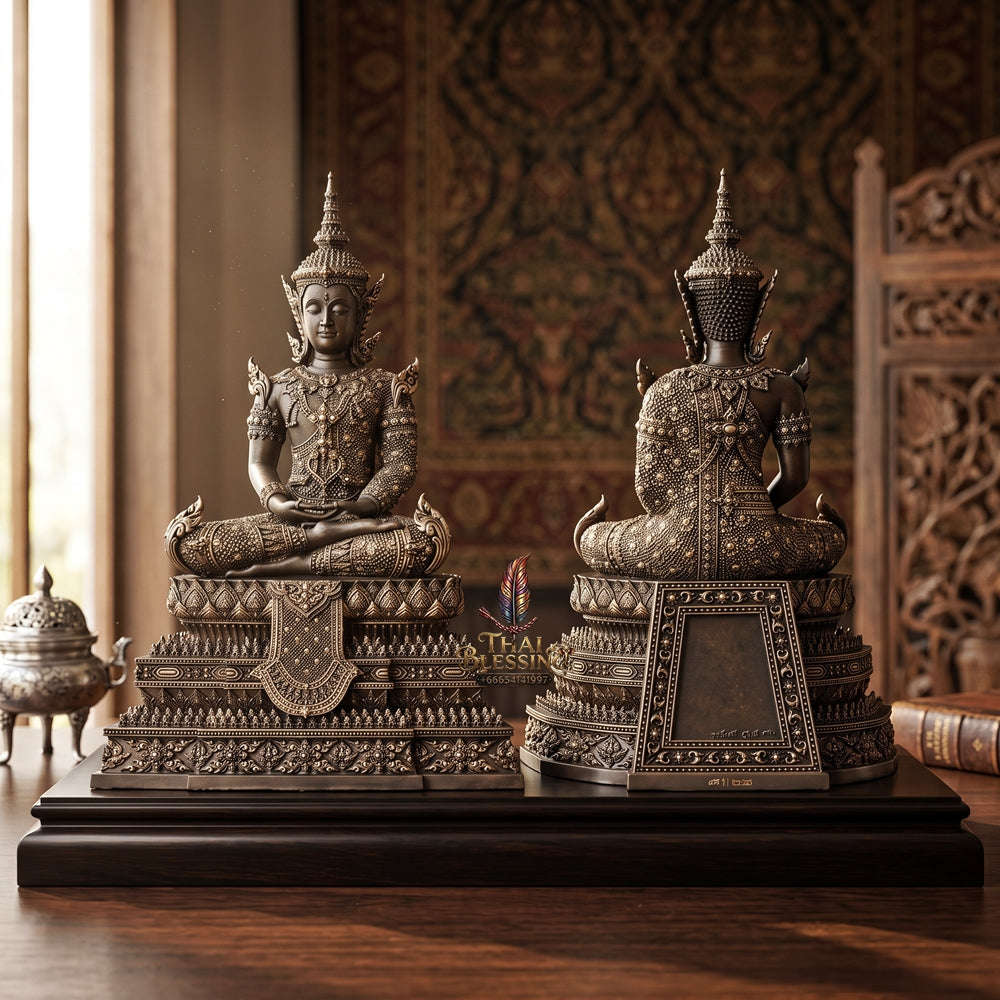 Authentic Sacred Thai Fine Art Statue "Phra Rattana" (Rattanakosin Style Royal Buddha - 5 Inch Lap / 27 cm High Altar Size) Thai Blessing Co By RURUECHA