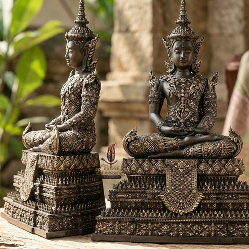 Authentic Sacred Thai Fine Art Statue "Phra Rattana" (Rattanakosin Style Royal Buddha - 5 Inch Lap / 27 cm High Altar Size) Thai Blessing Co By RURUECHA