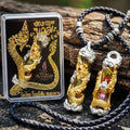 Authentic Sacred Thai Naga Amulet "Takrut Nakee Bandan Sap Wealth Amulet" (2K Gold & Silver Plated Bronze) Consecrated by Phra Maha Somphon at Wat Thai, Nong Khai Thai Blessing Co By RURUECHA