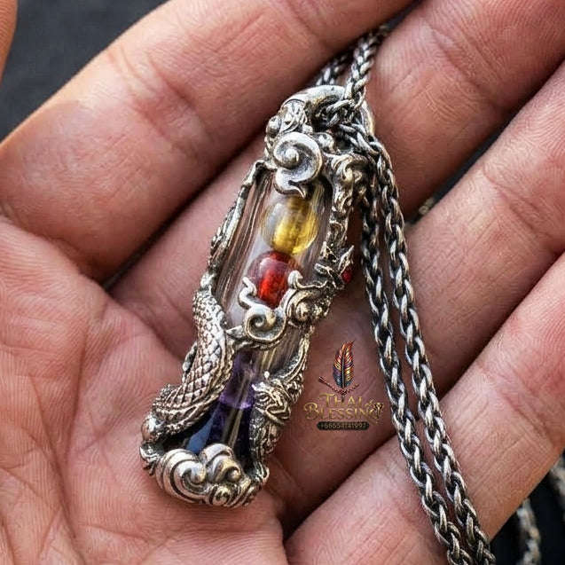 Authentic Sacred Thai Naga Amulet "Takrut Nakee Bandan Sap Wealth Amulet" (Polished White Gold Finish) Thai Blessing Co By RURUECHA