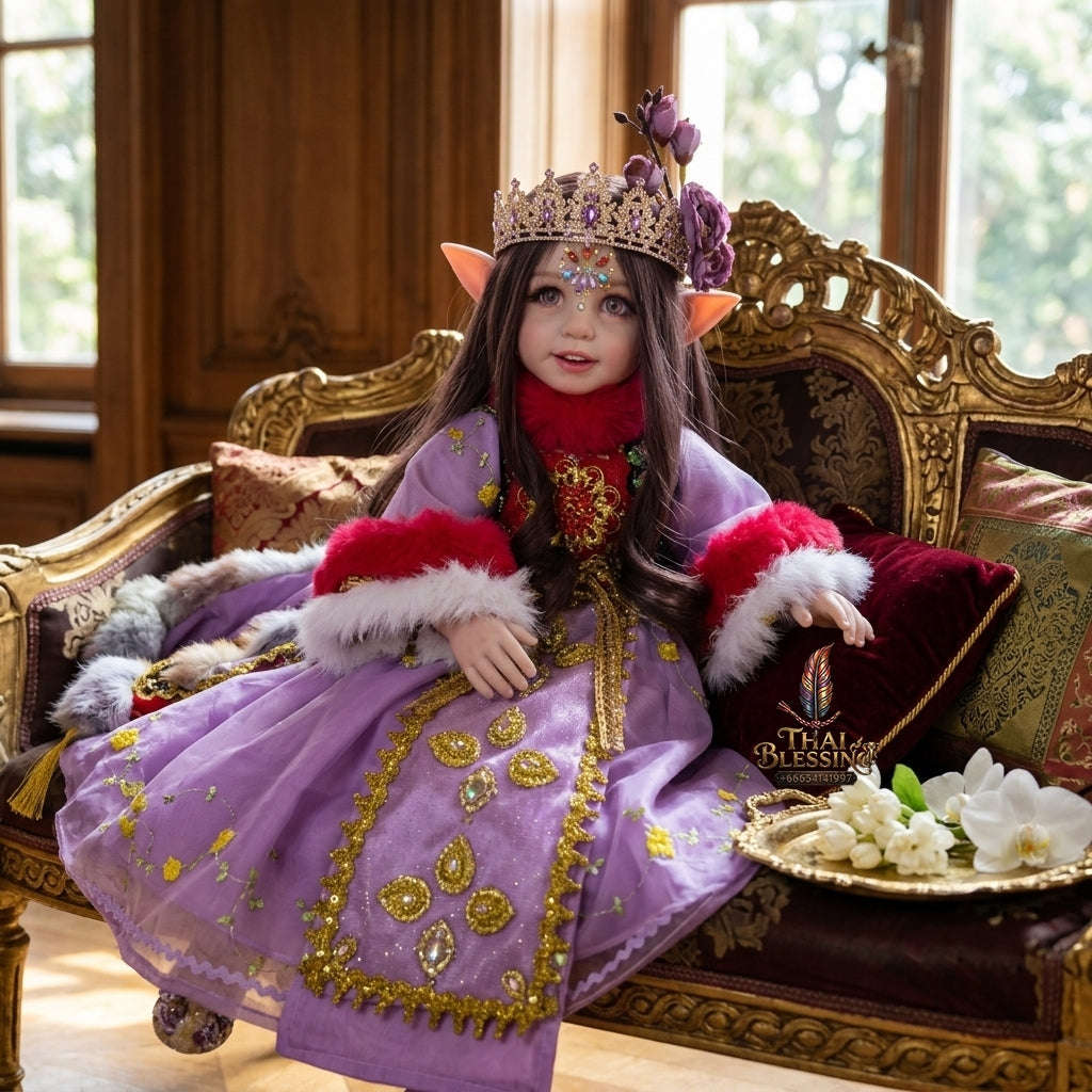 Authentic Thai 22-Inch Handmade Fantasy Elf Kumaree Look Thep Spirit Child Doll - for Extreme Metta Charm, Business Wealth & Luck Thai Blessing Co By RURUECHA