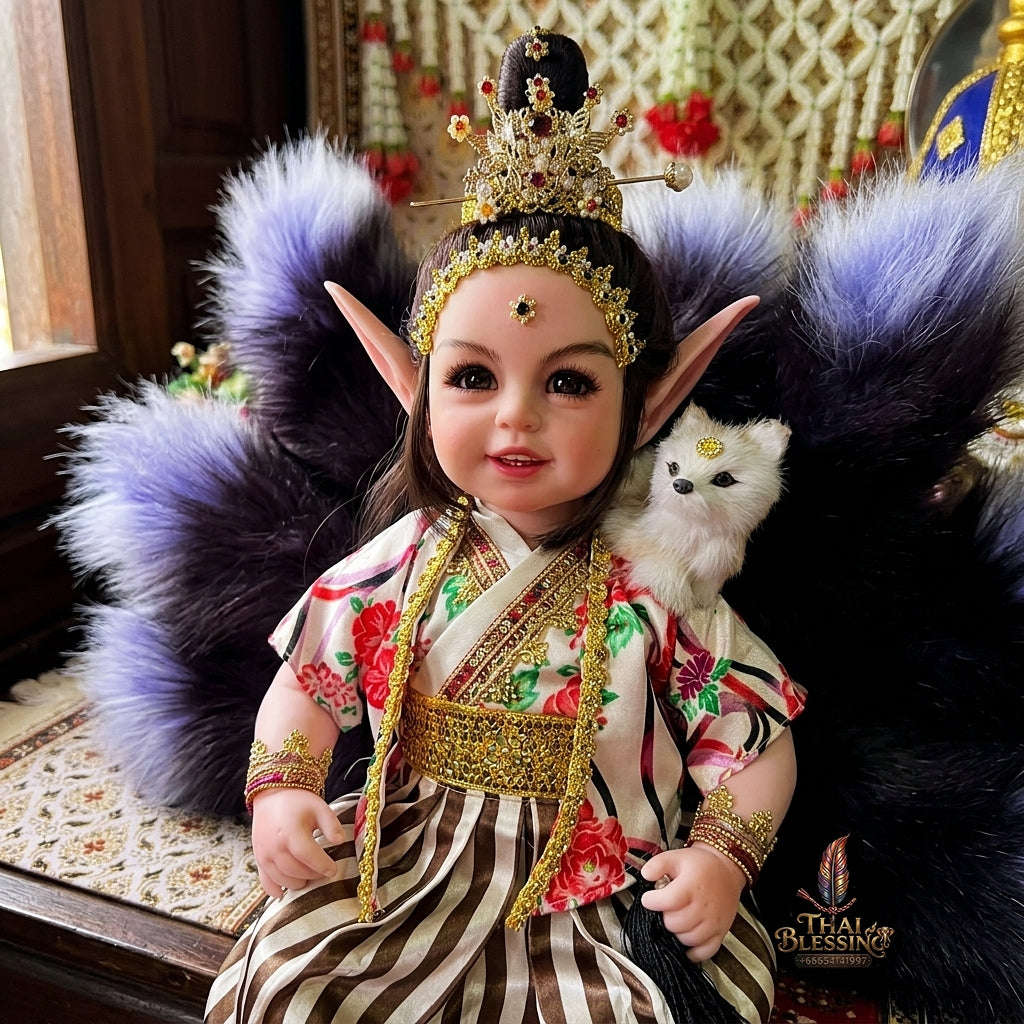 Authentic Thai 22-Inch Handmade Fantasy Kuman Thong Look Thep Spirit Child Doll - for Extreme Metta Charm, Business Wealth & Luck Thai Blessing Co By RURUECHA