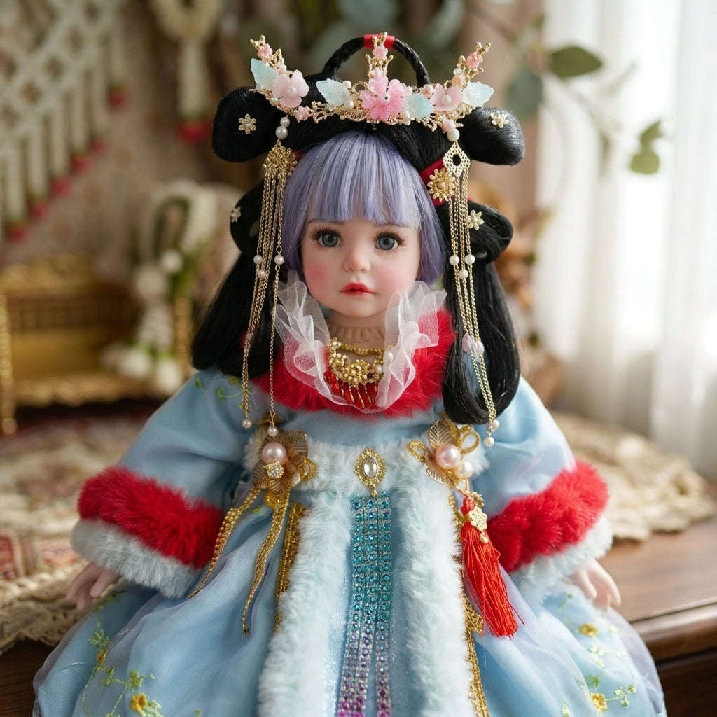 Authentic Thai 22-Inch Handmade Fantasy Kumaree Look Thep Spirit Child Doll - Traditional Chinese Hanfu Attire Edition for Extreme Metta Charm, Business Wealth & Luck