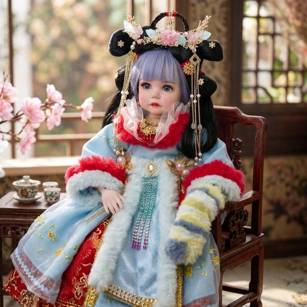 Authentic Thai 22-Inch Handmade Fantasy Kumaree Look Thep Spirit Child Doll - Traditional Chinese Hanfu Attire Edition for Extreme Metta Charm, Business Wealth & Luck