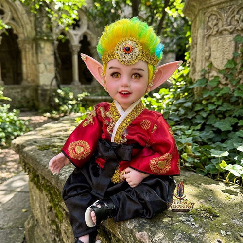 Authentic Thai 22-Inch Handmade Fantasy Three-Eyed Elf Kuman Thong Look Thep Spirit Child Doll - for Extreme Metta Charm, Intuitive Fortune & Business Wealth Thai Blessing Co By RURUECHA