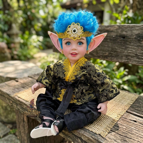 Authentic Thai 22-Inch Handmade Fantasy Three-Eyed Elf Kuman Thong Look Thep Spirit Child Doll - for Extreme Metta Charm, Intuitive Fortune & Business Wealth Thai Blessing Co By RURUECHA