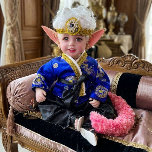 Authentic Thai 22-Inch Handmade Fantasy Three-Eyed Elf Kuman Thong Look Thep Spirit Child Doll - for Extreme Metta Charm, Intuitive Fortune & Business Wealth