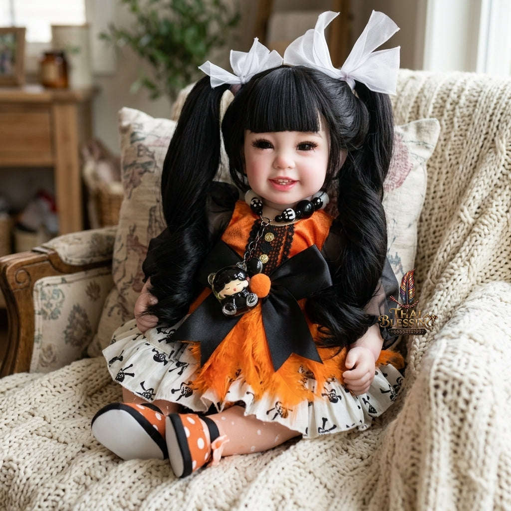 Authentic Thai 22-Inch Handmade Full-Vinyl Body Kumaree Look Thep Spirit Child Doll - for Extreme Metta Charm, Business Wealth & Luck