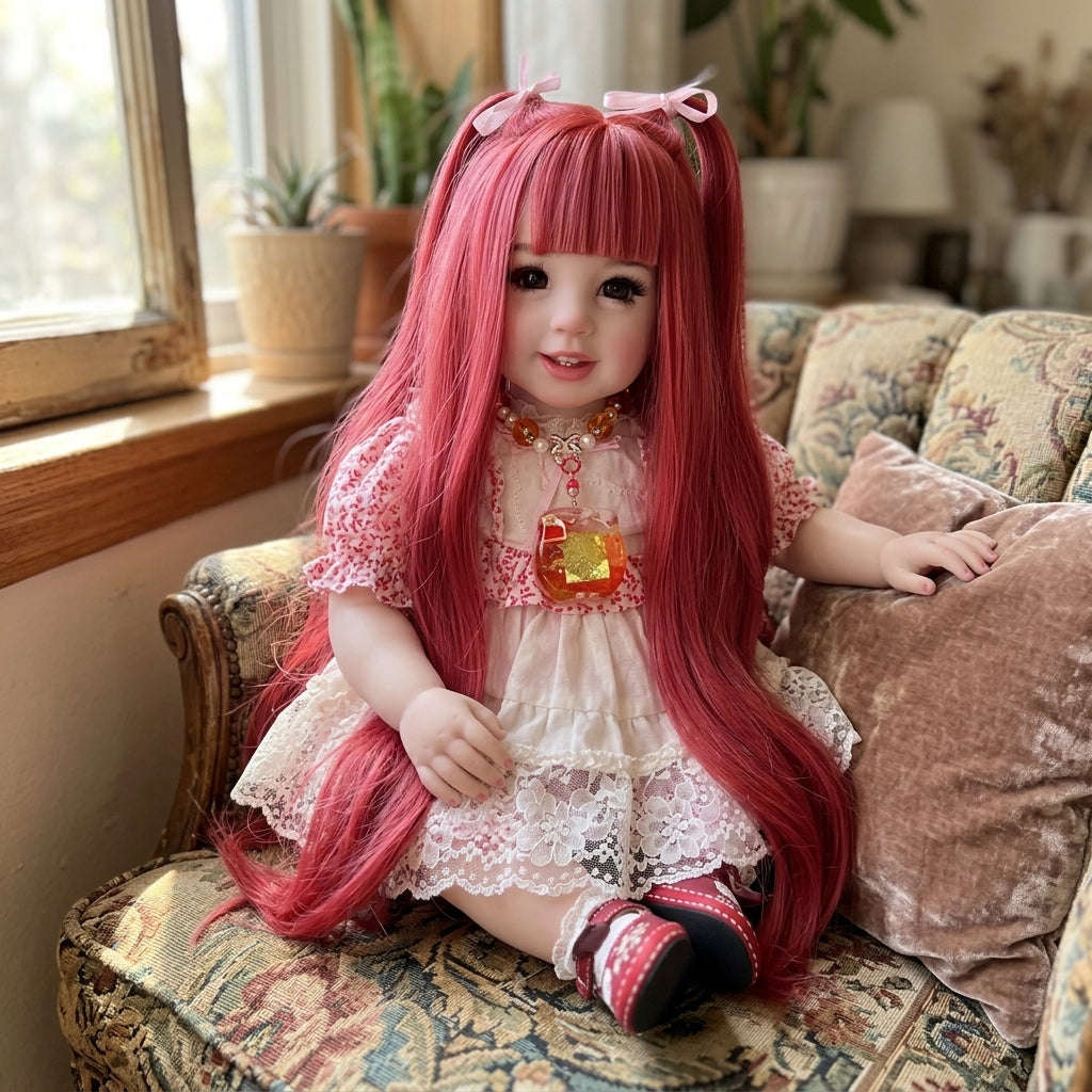Authentic Thai 22-Inch Handmade Full-Vinyl Body Kumaree Look Thep Spirit Child Doll - for Extreme Metta Charm, Business Wealth & Luck