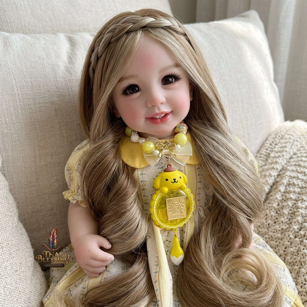 Authentic Thai 22-Inch Handmade Full-Vinyl Body Kumaree Look Thep Spirit Child Doll - for Extreme Metta Charm, Business Wealth & Luck