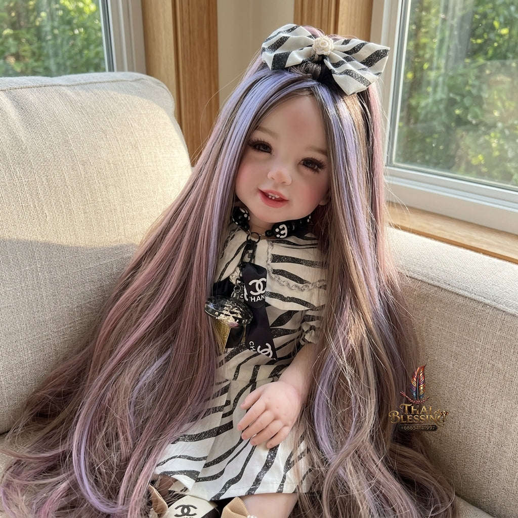 Authentic Thai 22-Inch Handmade Full-Vinyl Body Kumaree Look Thep Spirit Child Doll - for Extreme Metta Charm, Business Wealth & Luck