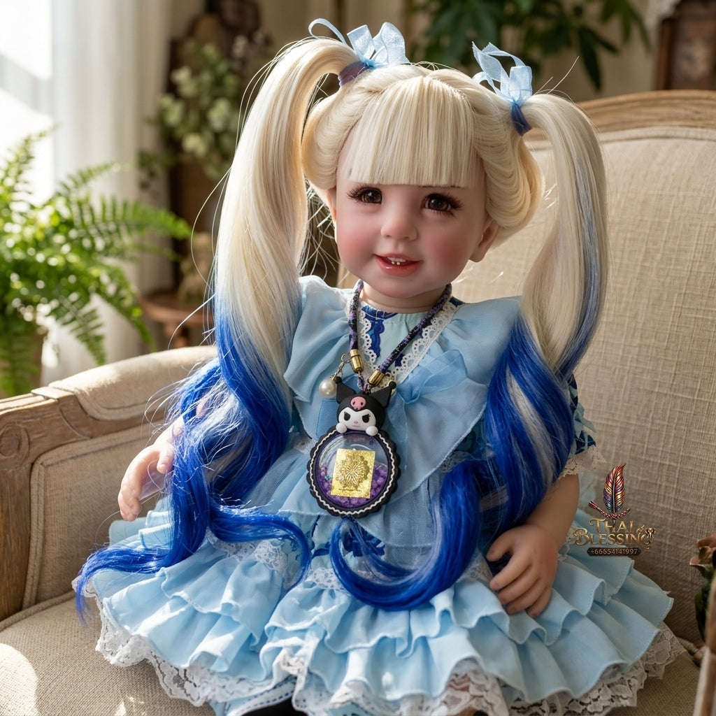 Authentic Thai 22-Inch Handmade Full-Vinyl Body Kumaree Look Thep Spirit Child Doll - for Extreme Metta Charm, Business Wealth & Luck