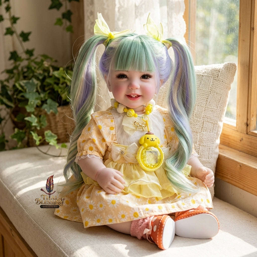 Authentic Thai 22-Inch Handmade Full-Vinyl Body Kumaree Look Thep Spirit Child Doll - for Extreme Metta Charm, Business Wealth & Luck