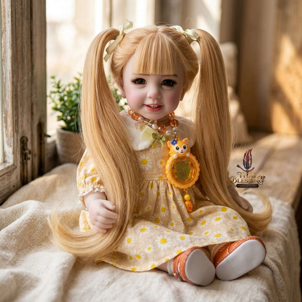 Authentic Thai 22-Inch Handmade Full-Vinyl Body Kumaree Look Thep Spirit Child Doll - for Extreme Metta Charm, Business Wealth & Luck
