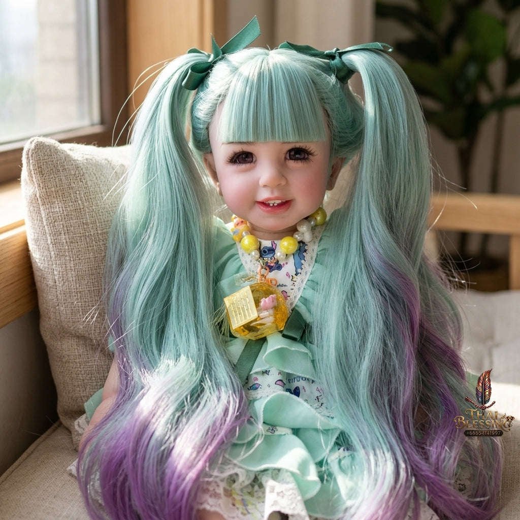 Authentic Thai 22-Inch Handmade Full-Vinyl Body Kumaree Look Thep Spirit Child Doll - for Extreme Metta Charm, Business Wealth & Luck