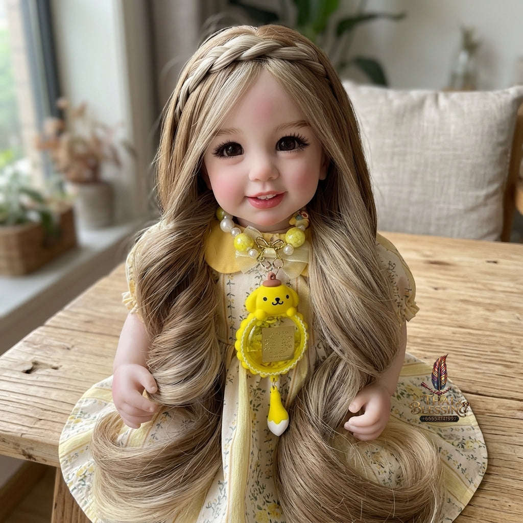 Authentic Thai 22-Inch Handmade Full-Vinyl Body Kumaree Look Thep Spirit Child Doll - for Extreme Metta Charm, Business Wealth & Luck