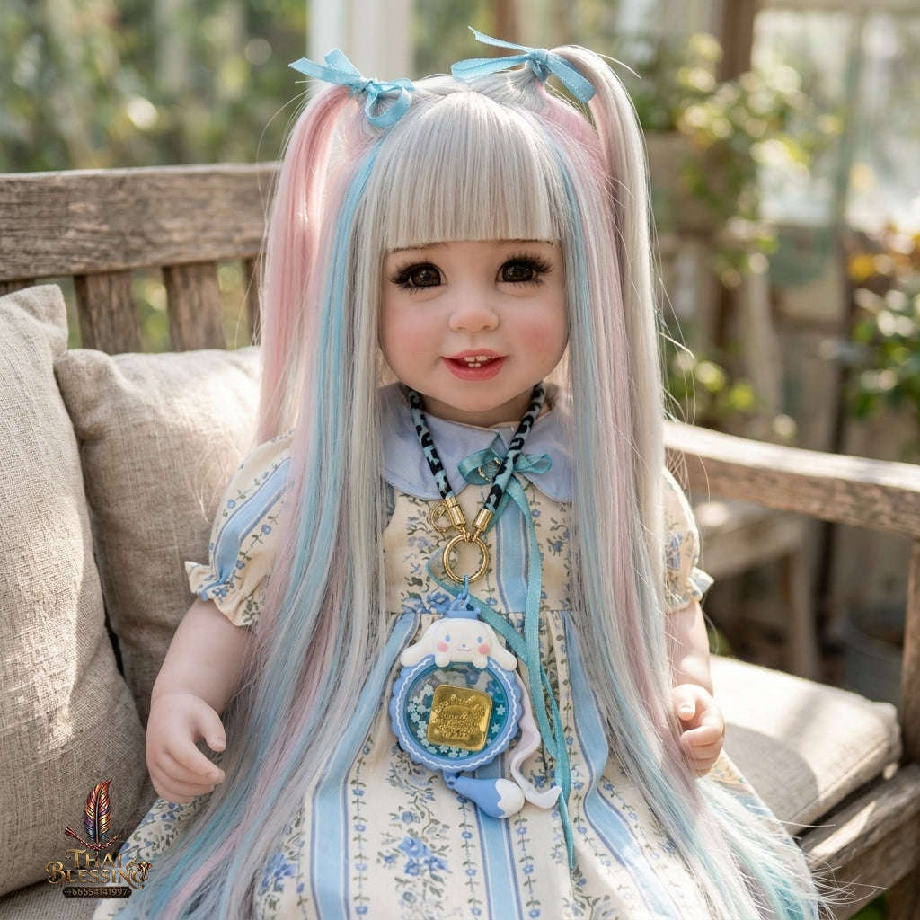 Authentic Thai 22-Inch Handmade Full-Vinyl Body Kumaree Look Thep Spirit Child Doll - for Extreme Metta Charm, Business Wealth & Luck
