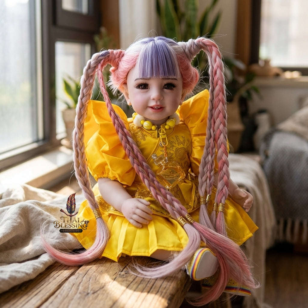 Authentic Thai 22-Inch Handmade Full-Vinyl Body Kumaree Look Thep Spirit Child Doll -  for Extreme Metta Charm, Business Wealth & Luck Thai Blessing Co By RURUECHA