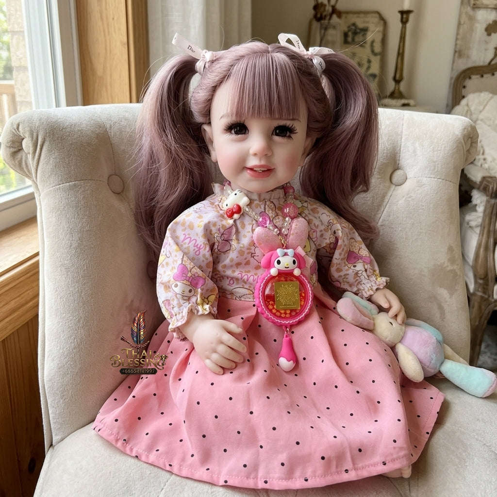 Authentic Thai 22-Inch Handmade Full-Vinyl Body Kumaree Look Thep Spirit Child Doll - for Extreme Metta Charm, Business Wealth & Luck