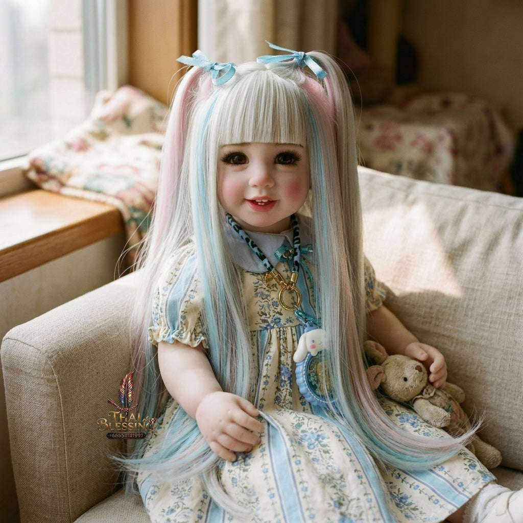Authentic Thai 22-Inch Handmade Full-Vinyl Body Kumaree Look Thep Spirit Child Doll - for Extreme Metta Charm, Business Wealth & Luck