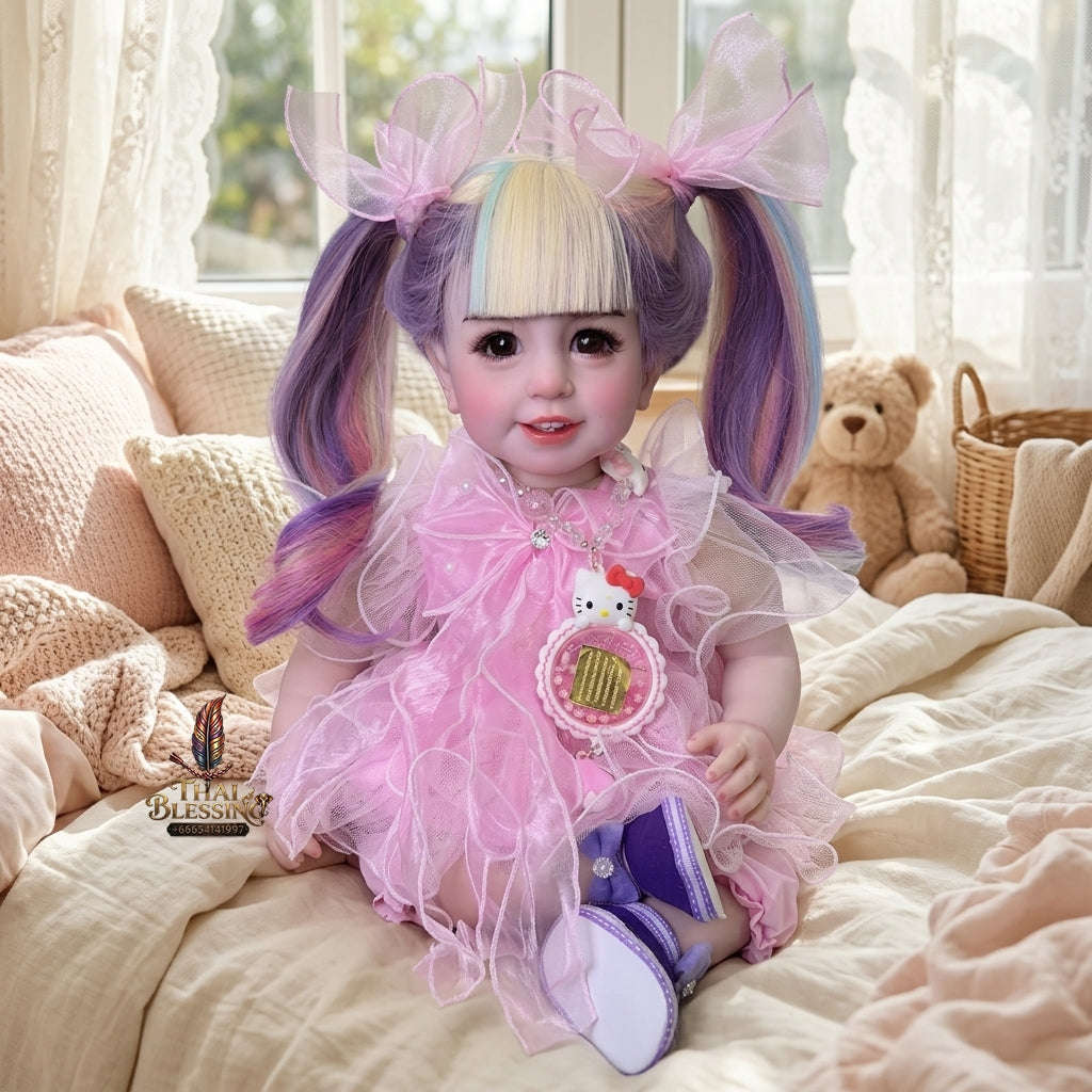 Authentic Thai 22-Inch Handmade Full-Vinyl Body Kumaree Look Thep Spirit Child Doll - for Extreme Metta Charm, Business Wealth & Luck
