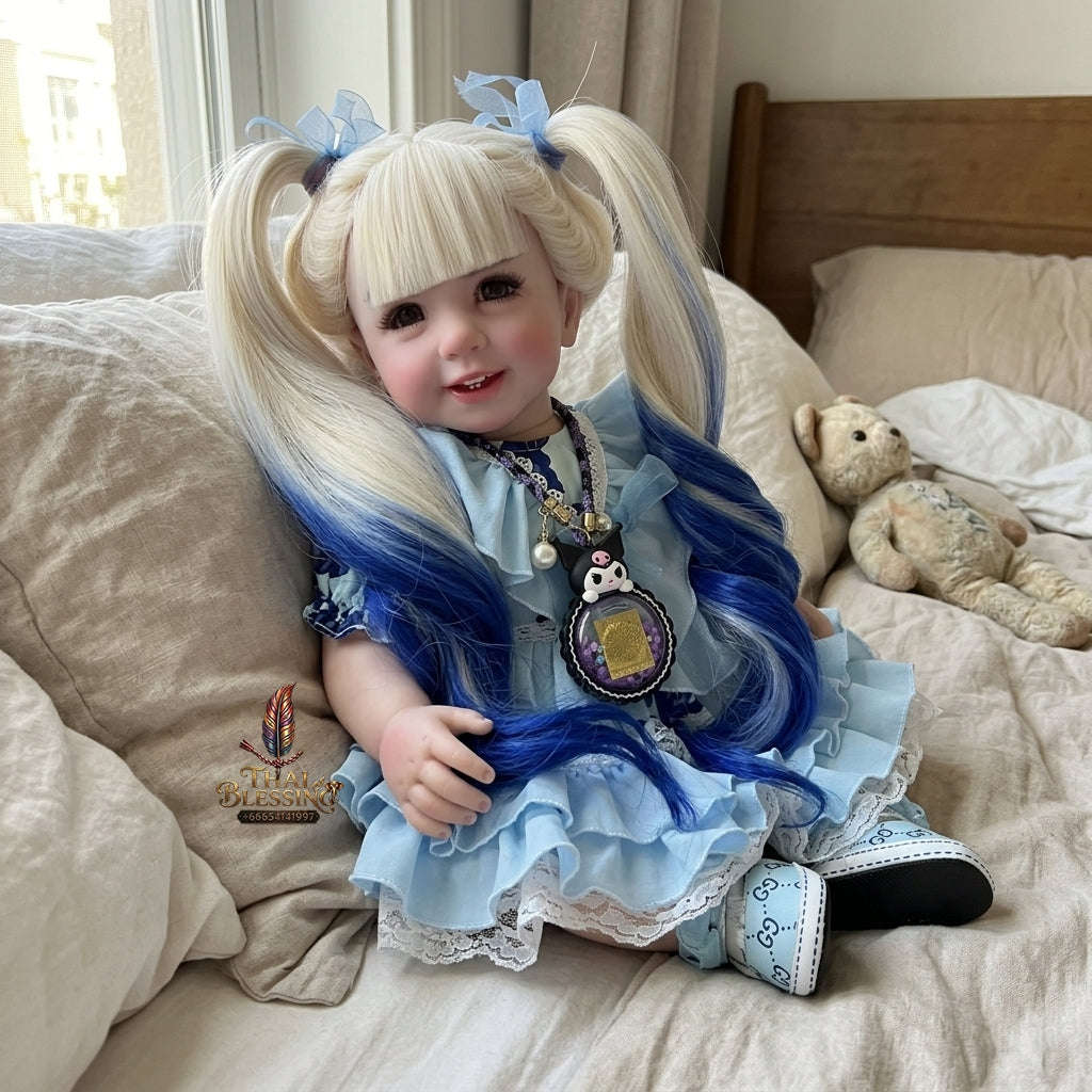 Authentic Thai 22-Inch Handmade Full-Vinyl Body Kumaree Look Thep Spirit Child Doll - for Extreme Metta Charm, Business Wealth & Luck