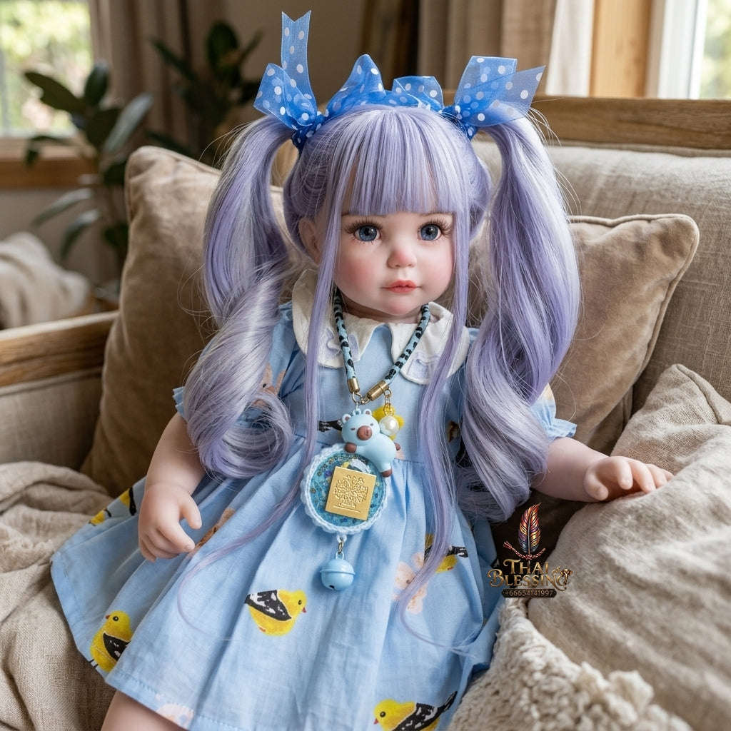 Authentic Thai 22-Inch Handmade Full-Vinyl Body Kumaree Look Thep Spirit Child Doll - for Extreme Metta Charm, Business Wealth & Luck