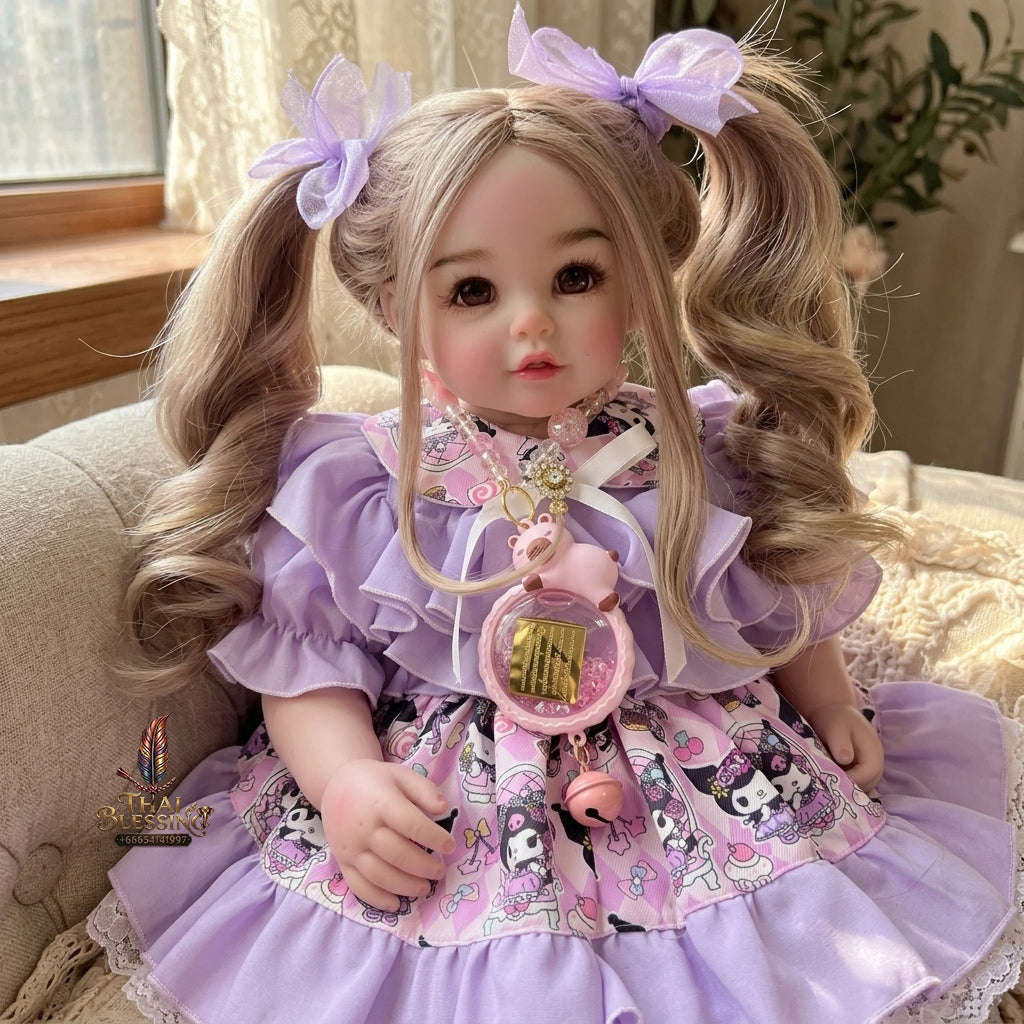 Authentic Thai 22-Inch Handmade Full-Vinyl Body Kumaree Look Thep Spirit Child Doll - for Extreme Metta Charm, Business Wealth & Luck