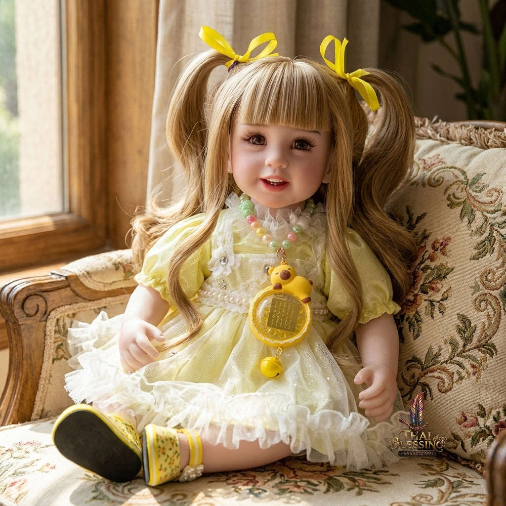 Authentic Thai 22-Inch Handmade Full-Vinyl Body Kumaree Look Thep Spirit Child Doll - for Extreme Metta Charm, Business Wealth & Luck