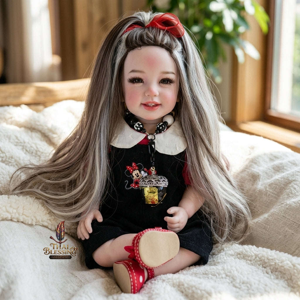 Authentic Thai 22-Inch Handmade Full-Vinyl Body Kumaree Look Thep Spirit Child Doll for Extreme Metta Charm, Business Wealth & Luck Thai Blessing Co By RURUECHA