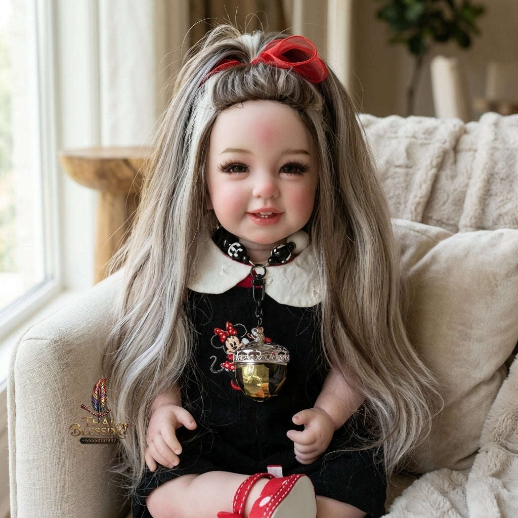 Authentic Thai 22-Inch Handmade Full-Vinyl Body Kumaree Look Thep Spirit Child Doll for Extreme Metta Charm, Business Wealth & Luck Thai Blessing Co By RURUECHA
