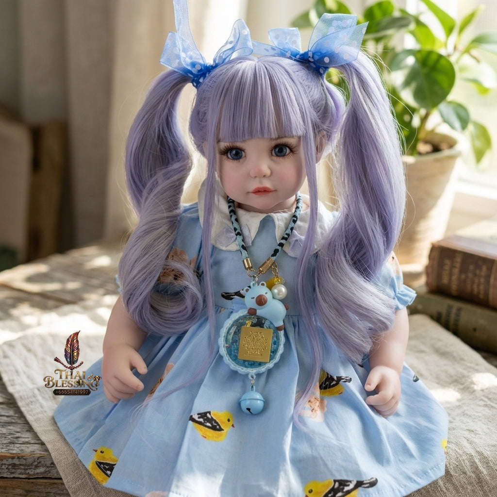 Authentic Thai 22-Inch Handmade Full-Vinyl Body Kumaree Look Thep Spirit Child Doll - for Extreme Metta Charm, Business Wealth & Luck