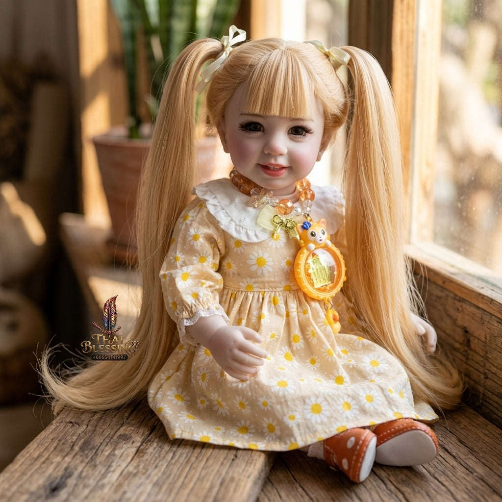 Authentic Thai 22-Inch Handmade Full-Vinyl Body Kumaree Look Thep Spirit Child Doll - for Extreme Metta Charm, Business Wealth & Luck