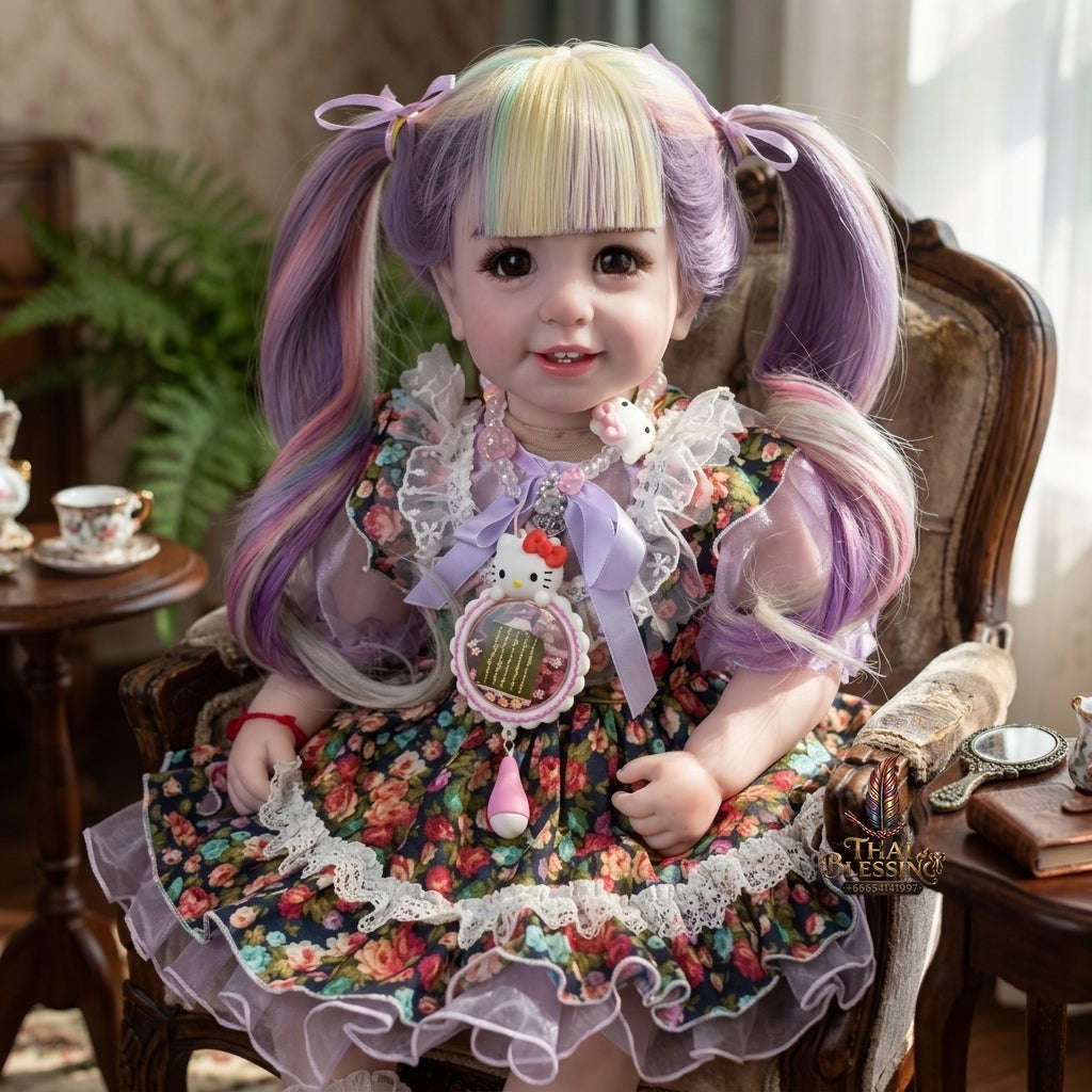 Authentic Thai 22-Inch Handmade Full-Vinyl Body Kumaree Look Thep Spirit Child Doll - for Extreme Metta Charm, Business Wealth & Luck