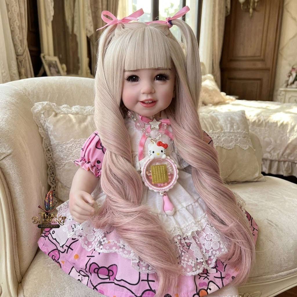 Authentic Thai 22-Inch Handmade Full-Vinyl Body Kumaree Look Thep Spirit Child Doll - for Extreme Metta Charm, Business Wealth & Luck