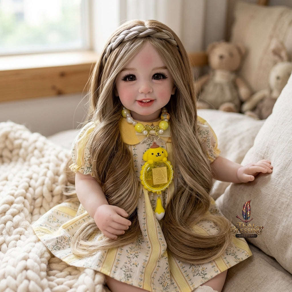 Authentic Thai 22-Inch Handmade Full-Vinyl Body Kumaree Look Thep Spirit Child Doll - for Extreme Metta Charm, Business Wealth & Luck