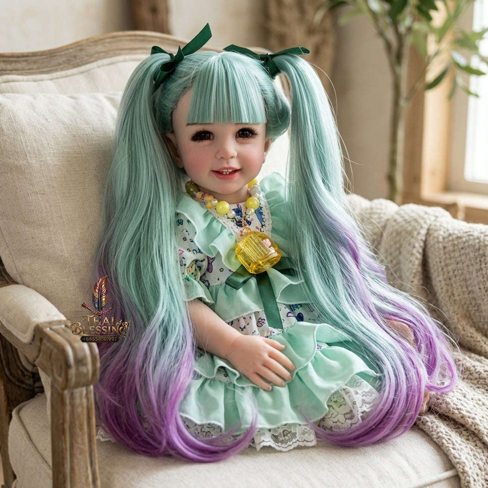 Authentic Thai 22-Inch Handmade Full-Vinyl Body Kumaree Look Thep Spirit Child Doll - for Extreme Metta Charm, Business Wealth & Luck
