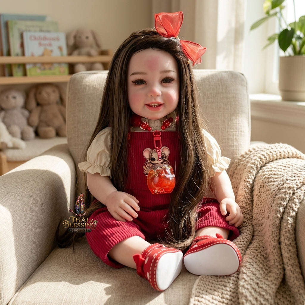 Authentic Thai 22-Inch Handmade Full-Vinyl Body Kumaree Look Thep Spirit Child Doll - for Extreme Metta Charm, Business Wealth & Luck Thai Blessing Co By RURUECHA