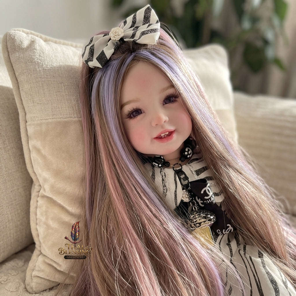 Authentic Thai 22-Inch Handmade Full-Vinyl Body Kumaree Look Thep Spirit Child Doll - for Extreme Metta Charm, Business Wealth & Luck