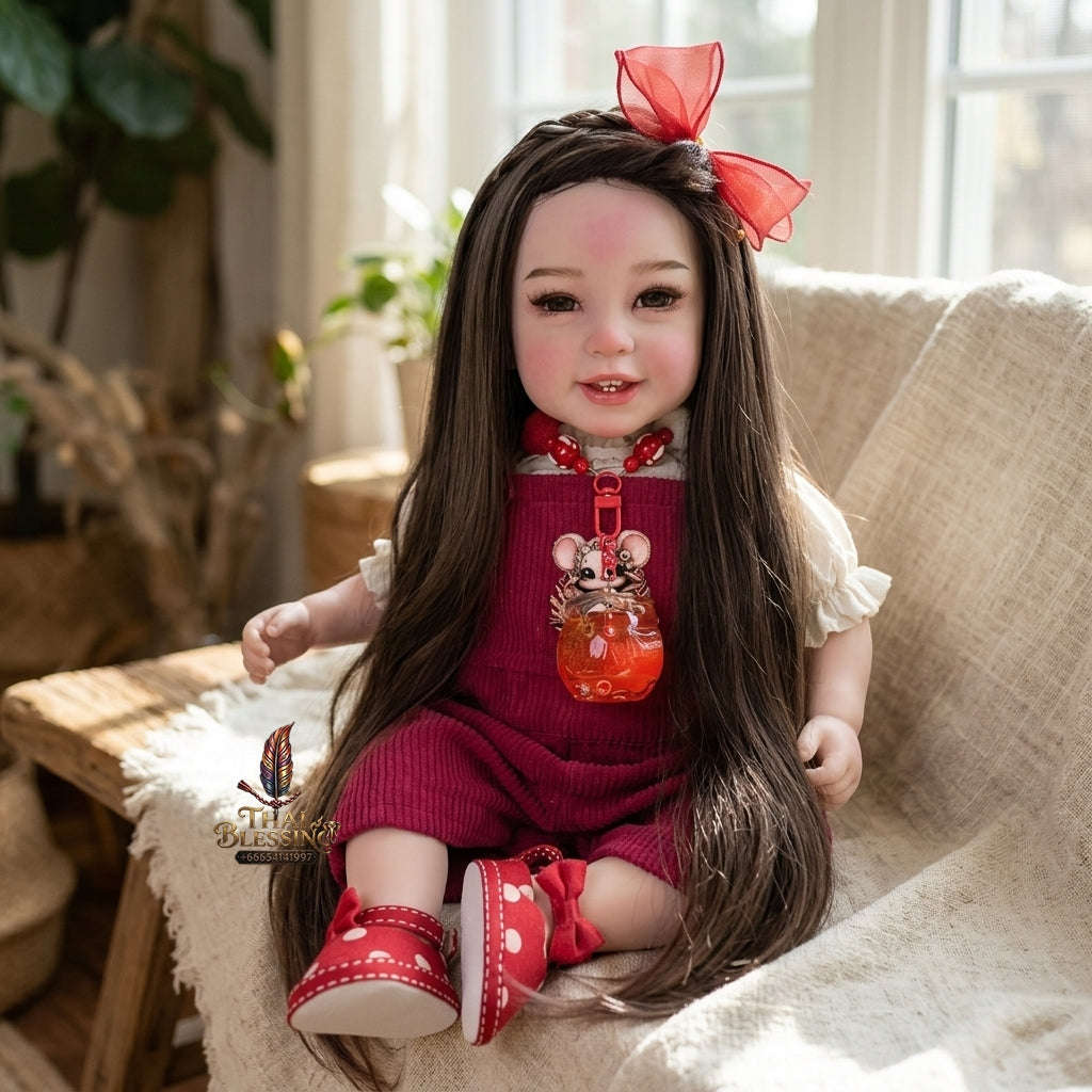 Authentic Thai 22-Inch Handmade Full-Vinyl Body Kumaree Look Thep Spirit Child Doll - for Extreme Metta Charm, Business Wealth & Luck Thai Blessing Co By RURUECHA