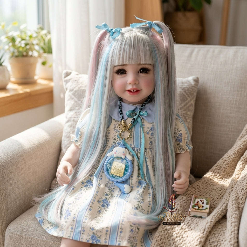 Authentic Thai 22-Inch Handmade Full-Vinyl Body Kumaree Look Thep Spirit Child Doll - for Extreme Metta Charm, Business Wealth & Luck