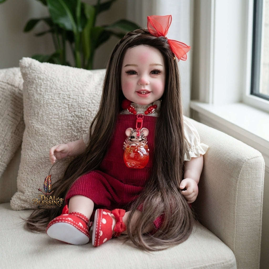 Authentic Thai 22-Inch Handmade Full-Vinyl Body Kumaree Look Thep Spirit Child Doll - for Extreme Metta Charm, Business Wealth & Luck Thai Blessing Co By RURUECHA