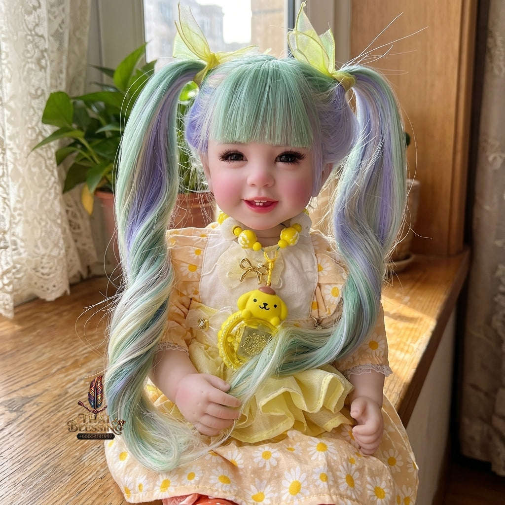 Authentic Thai 22-Inch Handmade Full-Vinyl Body Kumaree Look Thep Spirit Child Doll - for Extreme Metta Charm, Business Wealth & Luck