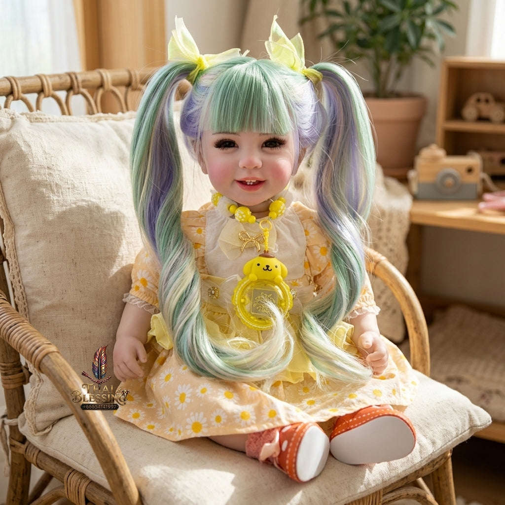 Authentic Thai 22-Inch Handmade Full-Vinyl Body Kumaree Look Thep Spirit Child Doll - for Extreme Metta Charm, Business Wealth & Luck