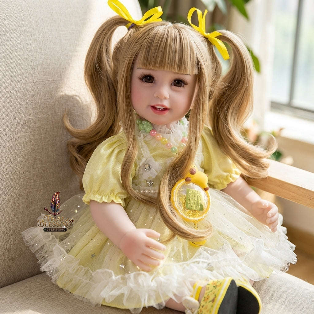 Authentic Thai 22-Inch Handmade Full-Vinyl Body Kumaree Look Thep Spirit Child Doll - for Extreme Metta Charm, Business Wealth & Luck