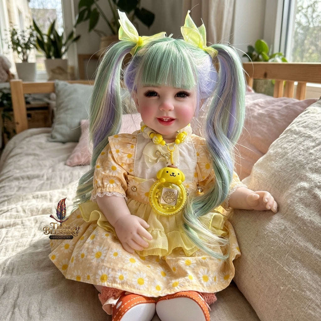 Authentic Thai 22-Inch Handmade Full-Vinyl Body Kumaree Look Thep Spirit Child Doll - for Extreme Metta Charm, Business Wealth & Luck