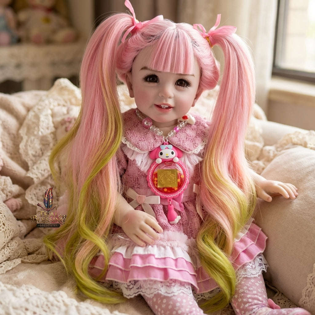 Authentic Thai 22-Inch Handmade Full-Vinyl Body Kumaree Look Thep Spirit Child Doll - for Extreme Metta Charm, Business Wealth & Luck