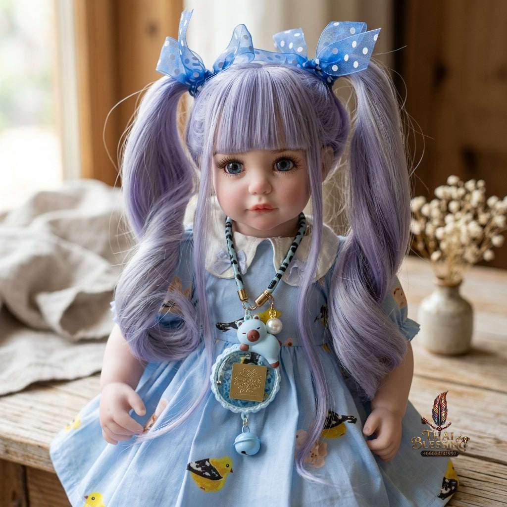 Authentic Thai 22-Inch Handmade Full-Vinyl Body Kumaree Look Thep Spirit Child Doll - for Extreme Metta Charm, Business Wealth & Luck